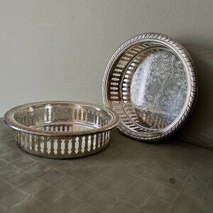 17 pieces Vintage Silverplate Wine Bottle Coaster  5 for $50 or all 17 for $125